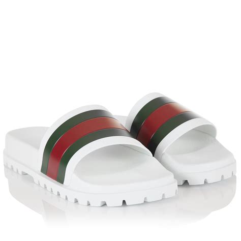 white gucci slides size 8|white Gucci slides men's.